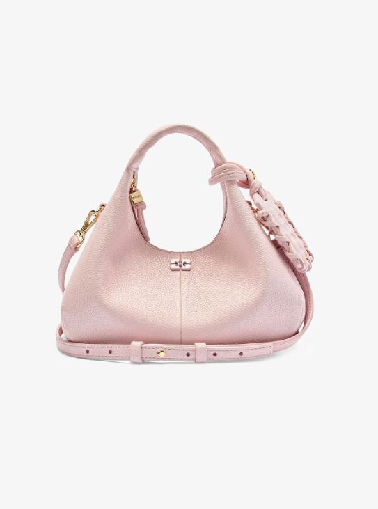 Mini bolso Hobo Ganni granulado rosa